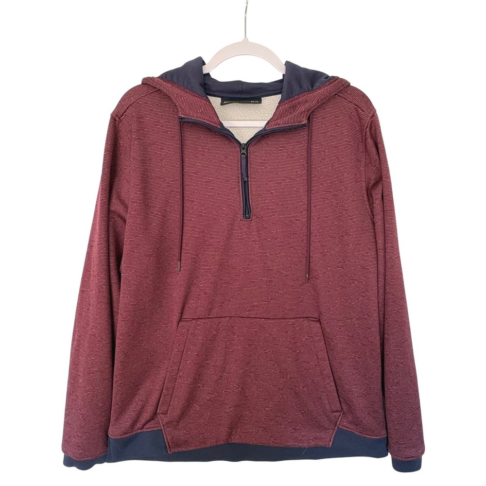Under Armour ColdGear Fitted 1/4 Zip Hoodie Mens L Maroon Burgandy Navy Gorpcore